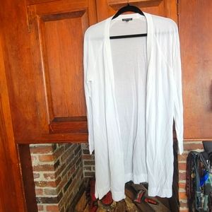 White Eileen Fisher Tencel Stretch Long Sleeve Cardigan - Medium